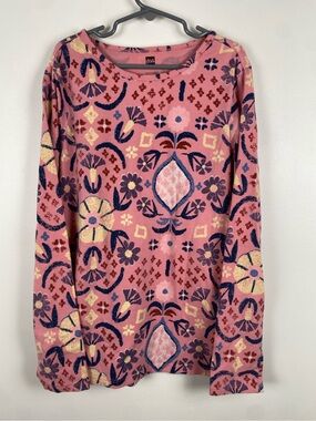Tea Collection Pink Hariz Rug Floral-Print Long Sleeve Top Girls size 14